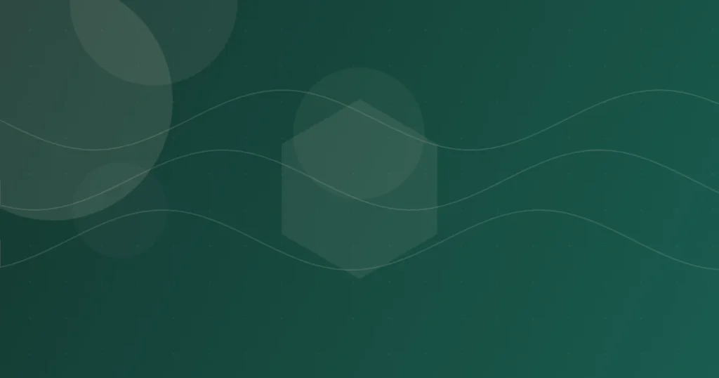 Abstract green gradient background with translucent waves and circular shapes (decorative).