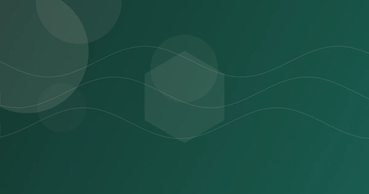 Abstract green gradient background with translucent waves and circular shapes (decorative).