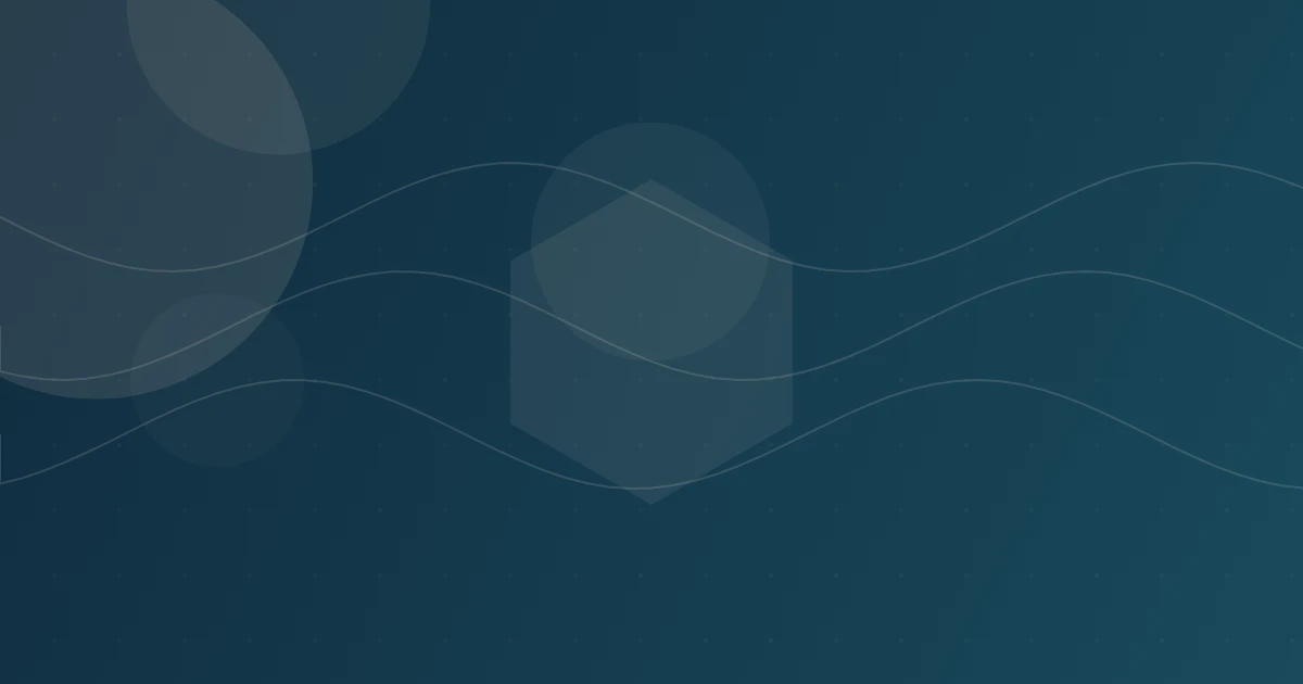 Abstract blue gradient background with translucent circles and curved wave lines.